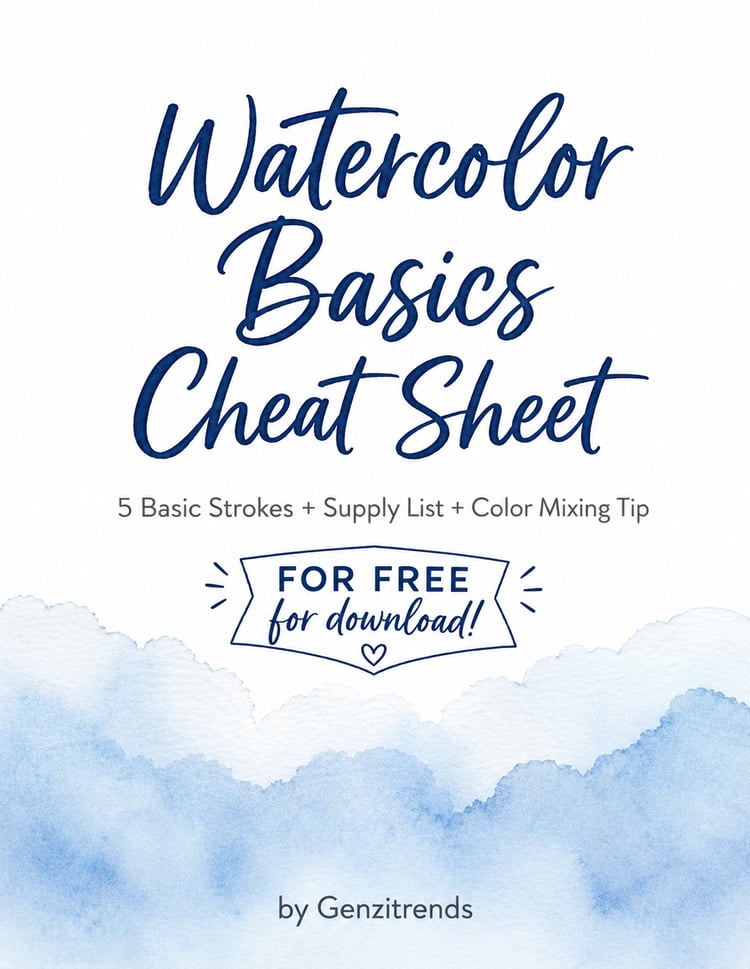 Watercolor Basics Cheat Sheet printable PDF