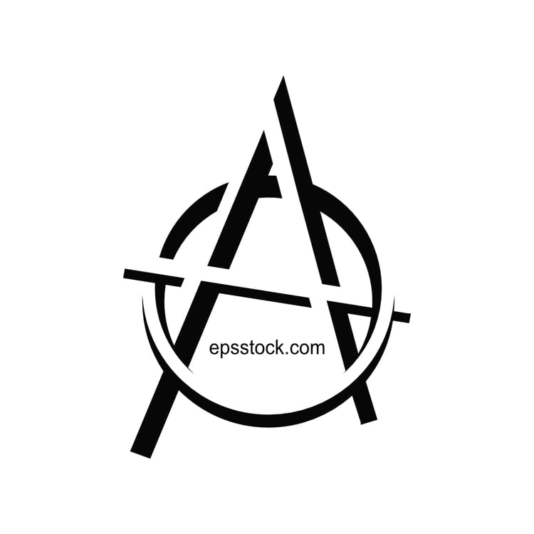 The Anarchy Symbol, black isolated vector silhouette