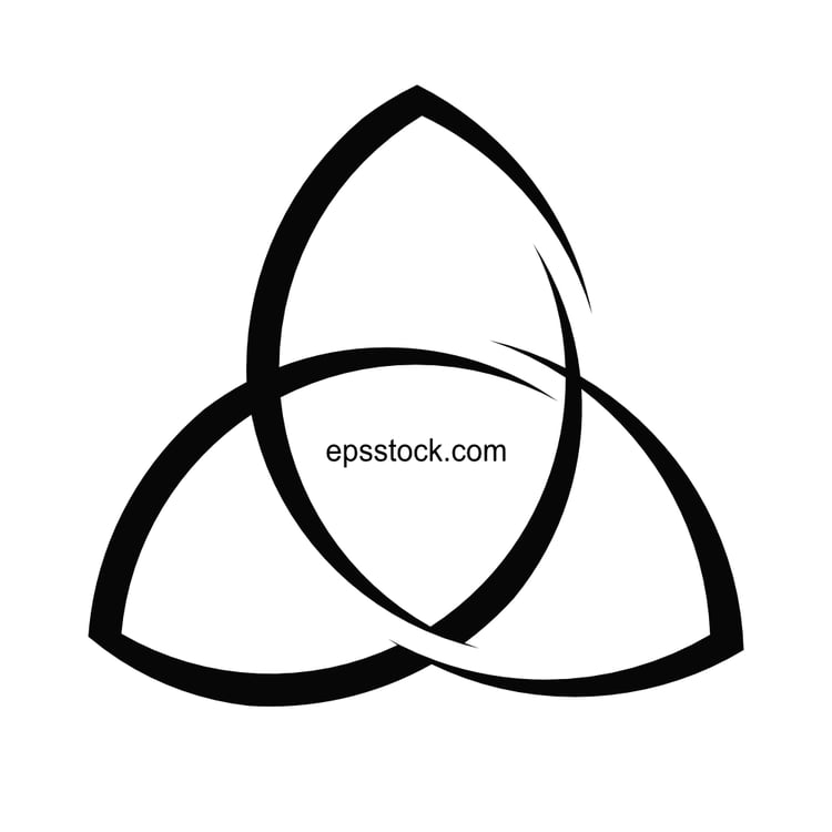 The Trinity Knot Symbol, black isolated vector silhouette