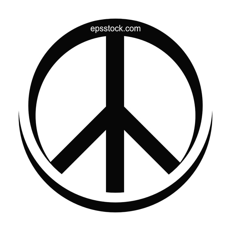 The Peace Sign, black isolated vector silhouette