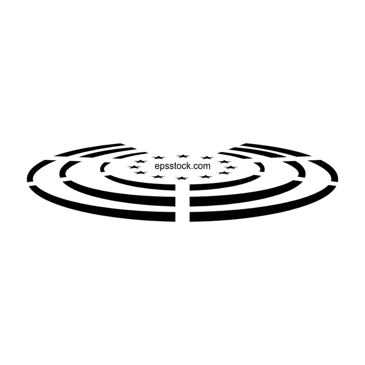 europe parliament symbol, black isolated vector silhouette
