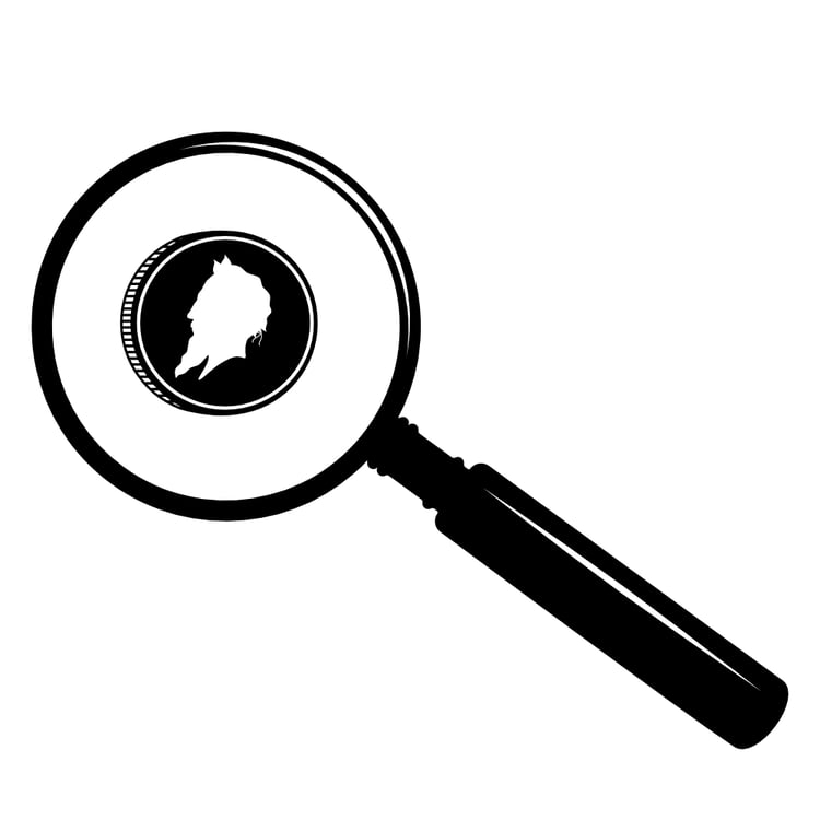 Coin valuation, black isolated vector silhouette
