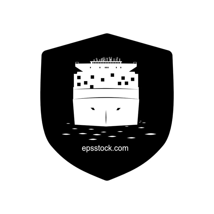 Marine shipping insurance, black isolated vector silhouette
