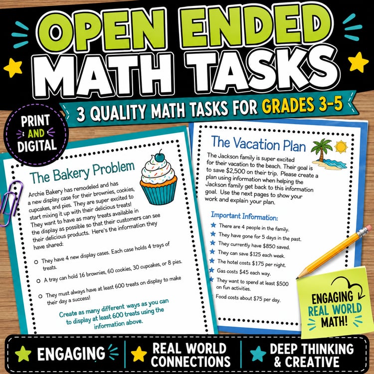 Real-World Math Problems | Open-Ended Problem Solving Set 2 (Print & Digital)