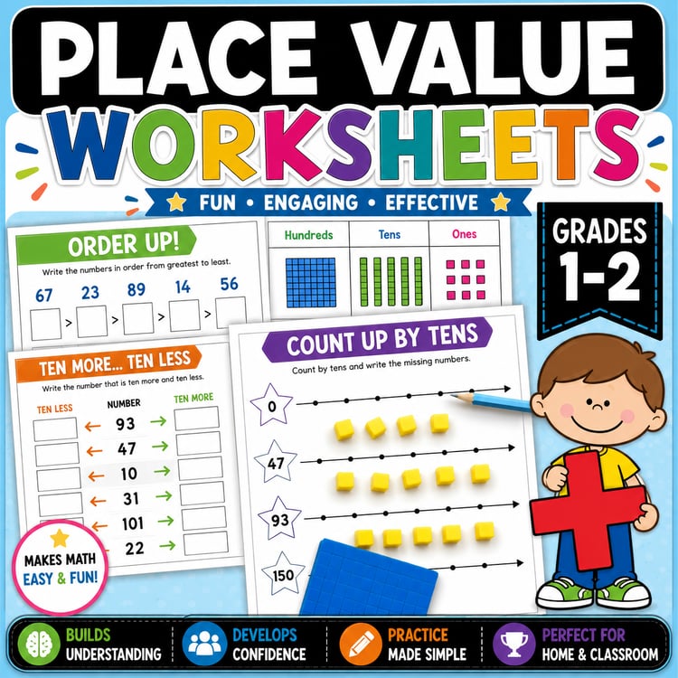Place Value Worksheets & Games | Math Skills Review for 1st & 2nd Grade