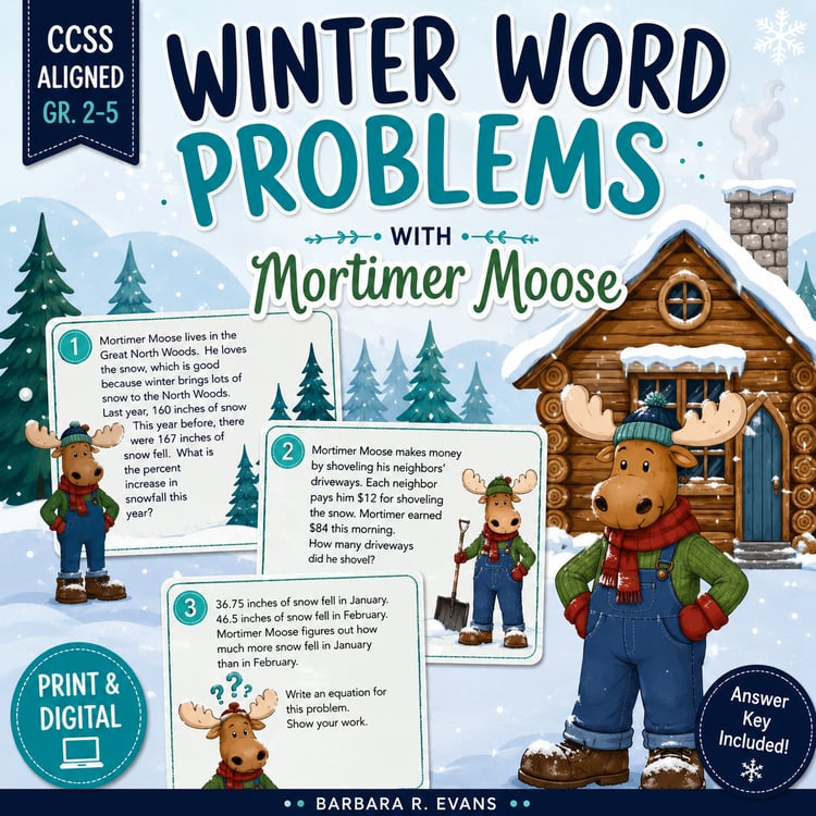 MATH WORD PROBLEM TASK CARDS : Story Problems, Math Journals