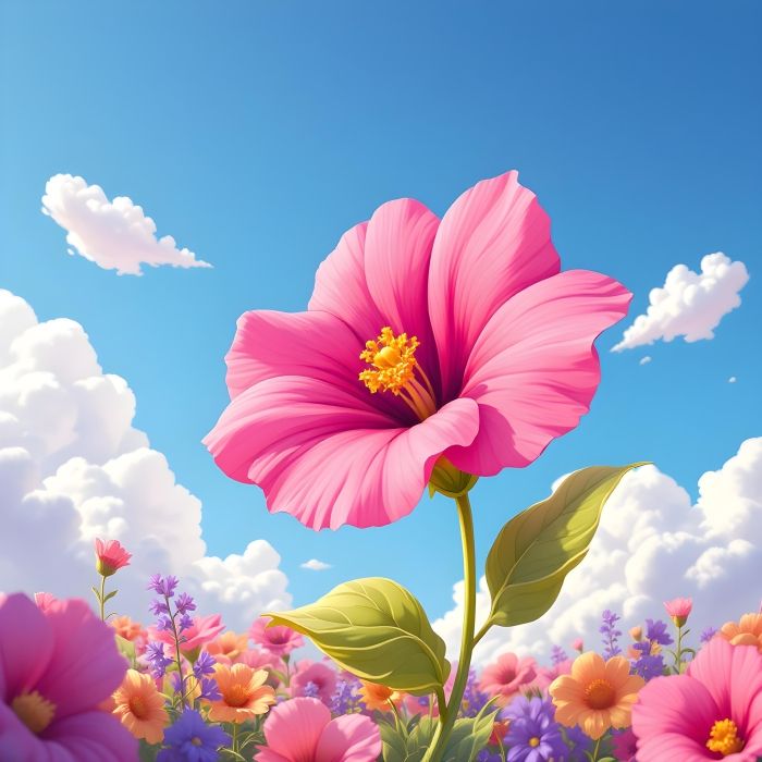 Pink flower, Flower, Forest, Bloom, 3d, Digital Art, Wallpaper - Ai Generated