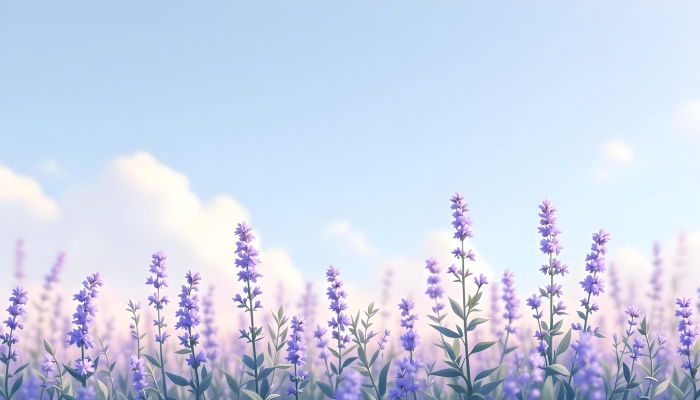 Lavender catmint flowers, flower, blue sky, cloud, desktop wallpaper, Digital Art - Ai Generated