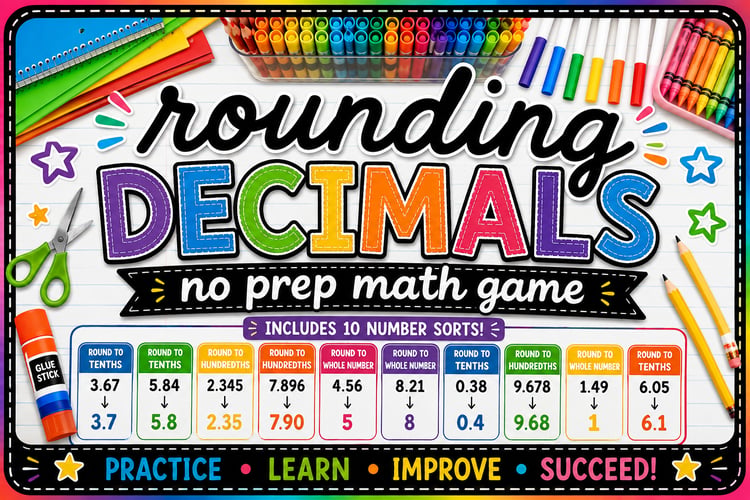 5th Grade Place Value & Rounding Decimals Game | Number Line Review Practice