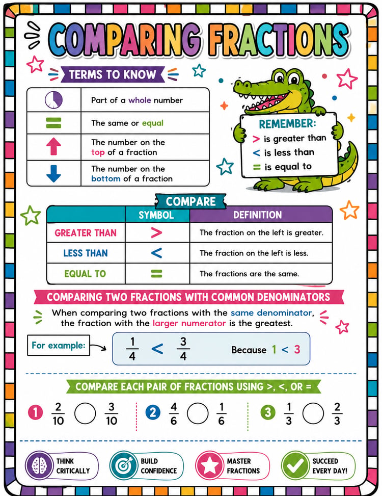 Fractions & Decimals Comparisons Interactive Notes (VA Math SOL 5.NS.1)
