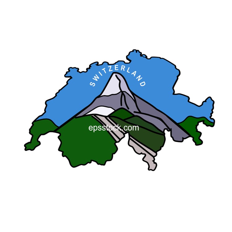 Tourism in Switzerland, color vector illustration