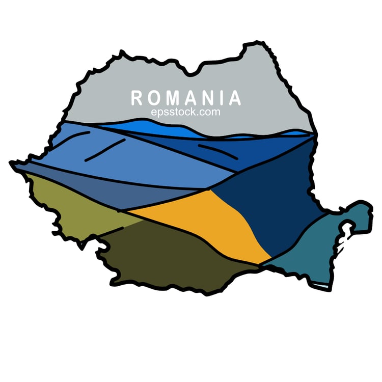 Tourism in Romania, color vector illustration