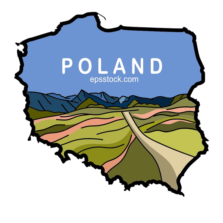 Tourism in Poland, color vector illustration