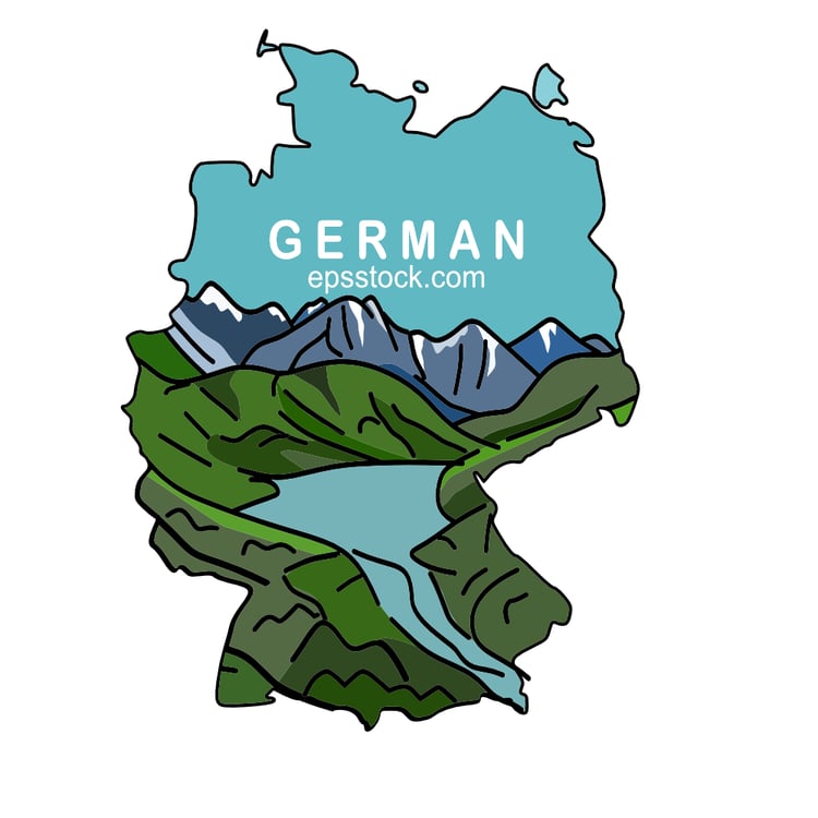 Tourism in Germany, color vector illustration