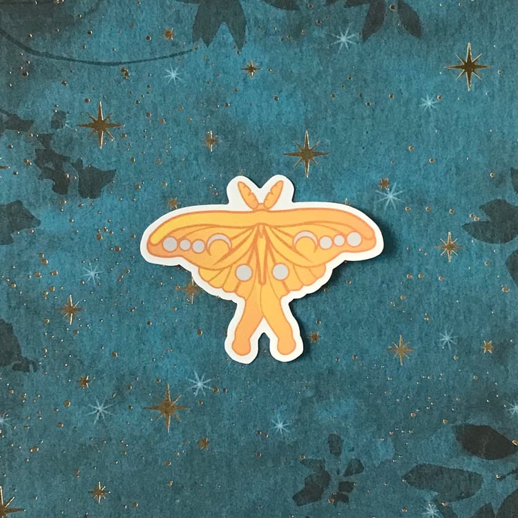 A luna moth-themed vinyl decal.