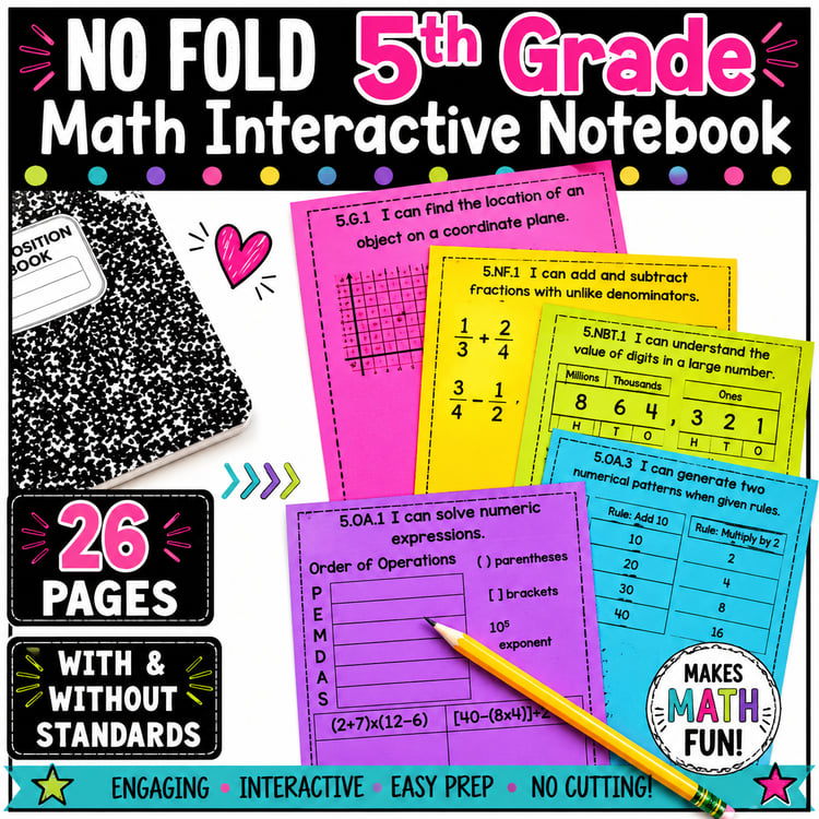 5th Grade Math Interactive Notebook | Interactive Notes & Math Activities