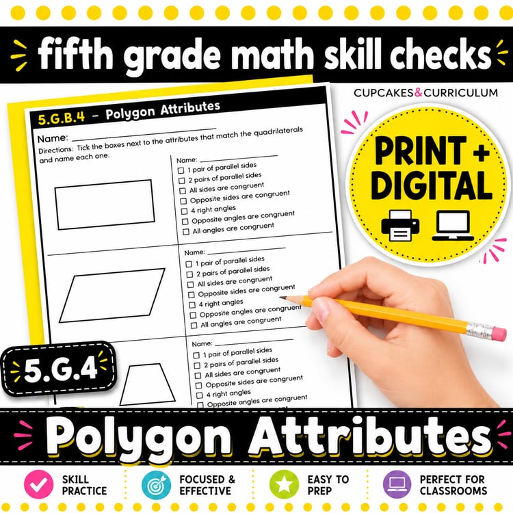 Polygons & Their Attributes Worksheets | 5th Grade Geometry Math Activities