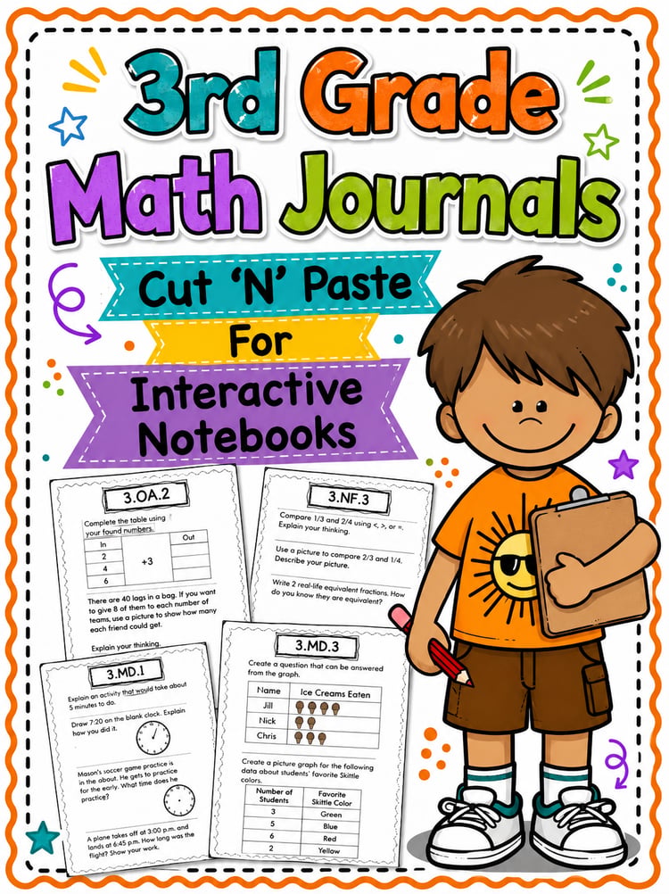 3rd Grade Math Journals for Interactive Notebooks | Common Core Aligned Activities