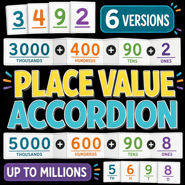 Expanded Form Place Value Activity | Number Sense Foldable Practice Worksheets
