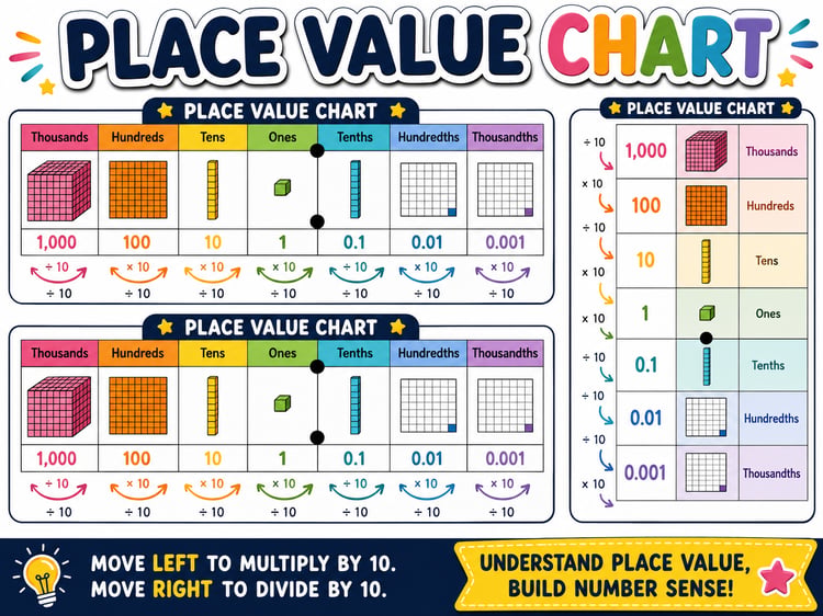 Decimal Place Value Mat | Desk Plate with Visual Models (Multiple Options)