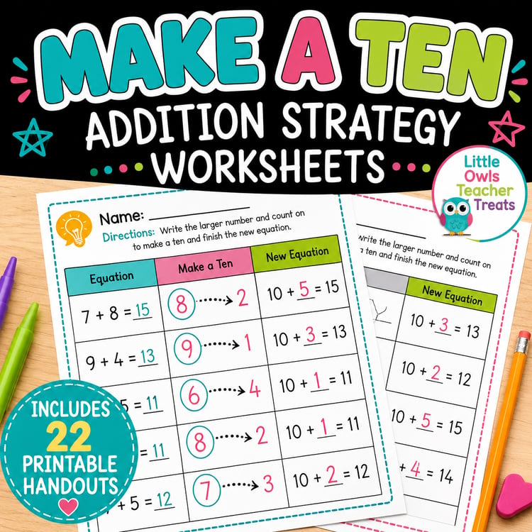 Make a Ten Addition Strategy Worksheets | Make 10 to Add Handouts & Practice