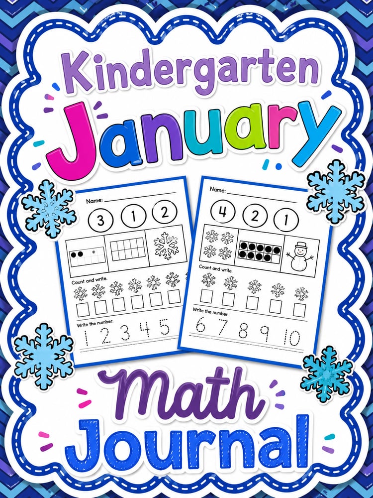Kindergarten January Math Journal | Winter Math Activities & Daily Practice