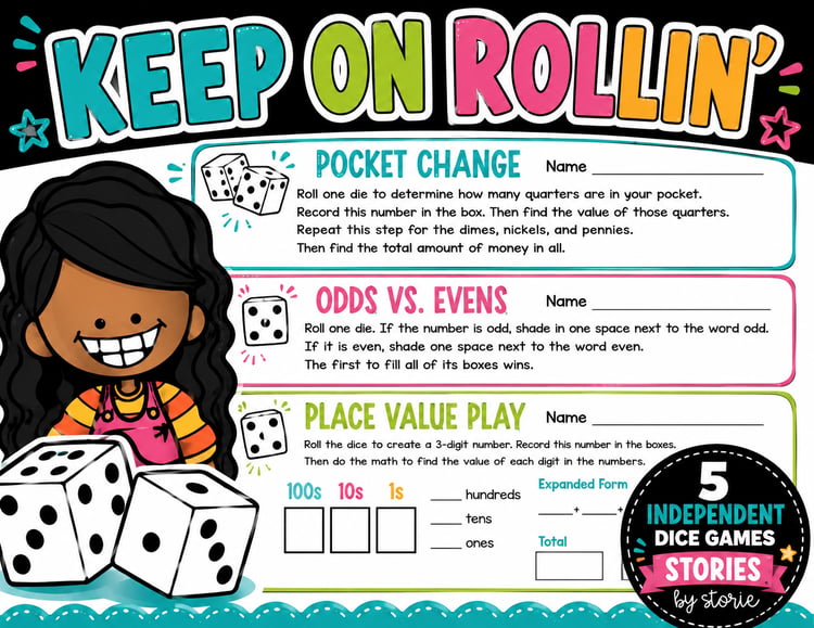 Math Dice Games Pack | Printable & Digital Math Activities