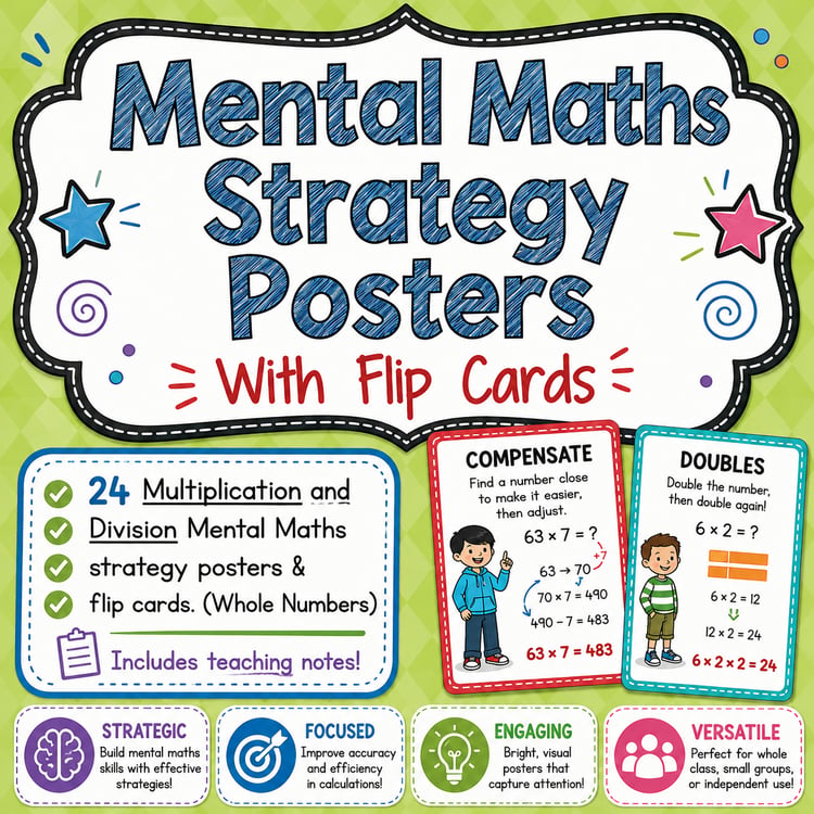 Mental Math Strategy Posters & Flip Cards | Multiply & Divide Math Strategies