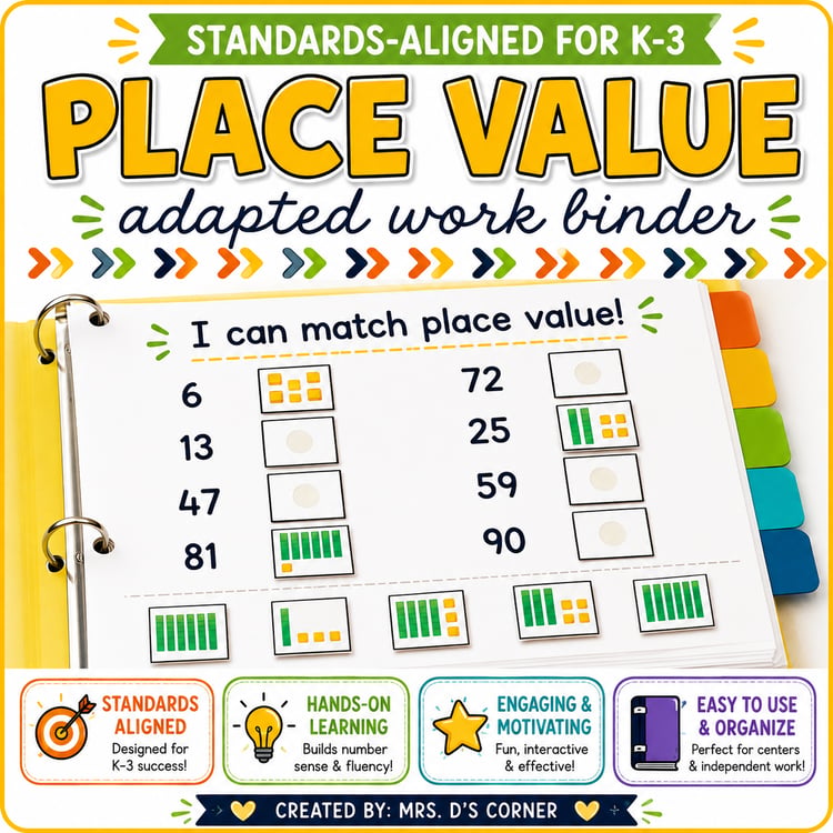 Place Value Adapted Work Binder | Number Sense Math Activities & Practice