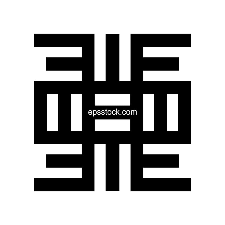 Nea Onnim symbol, black isolated vector silhouette