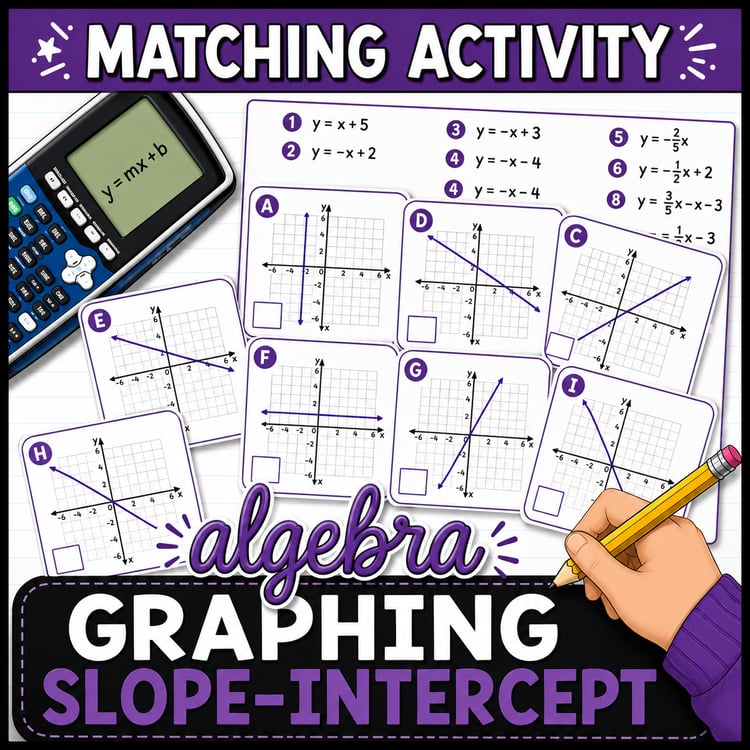 Graphing Linear Equations in Slope-Intercept Form | Matching Activity Worksheets