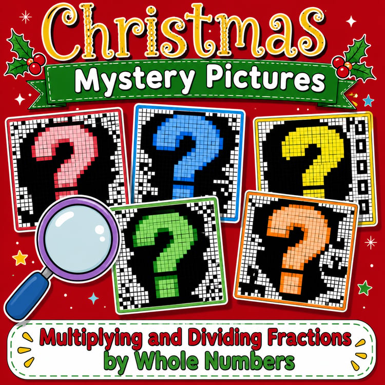 Christmas Math Project | Multiplying & Dividing Fractions Mystery Picture Pages