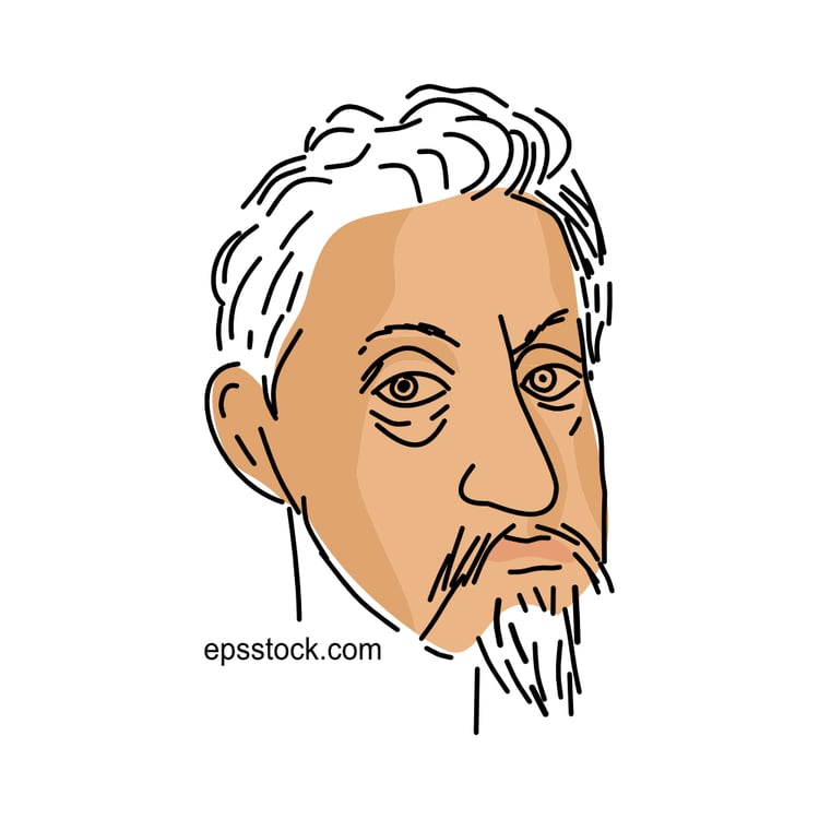 Ferdinand II portrait, color vector illustration