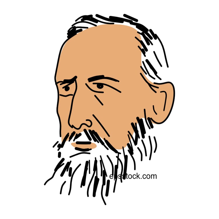 Henri Nestle portrait, color vector illustration