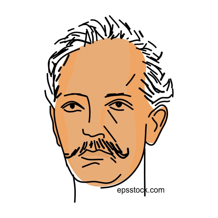 Richard Strauss portrait, color vector illustration