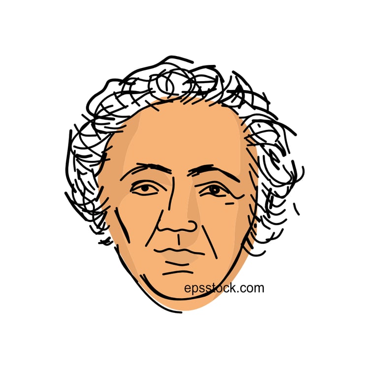 Leopold von Ranke portrait, color vector illustration