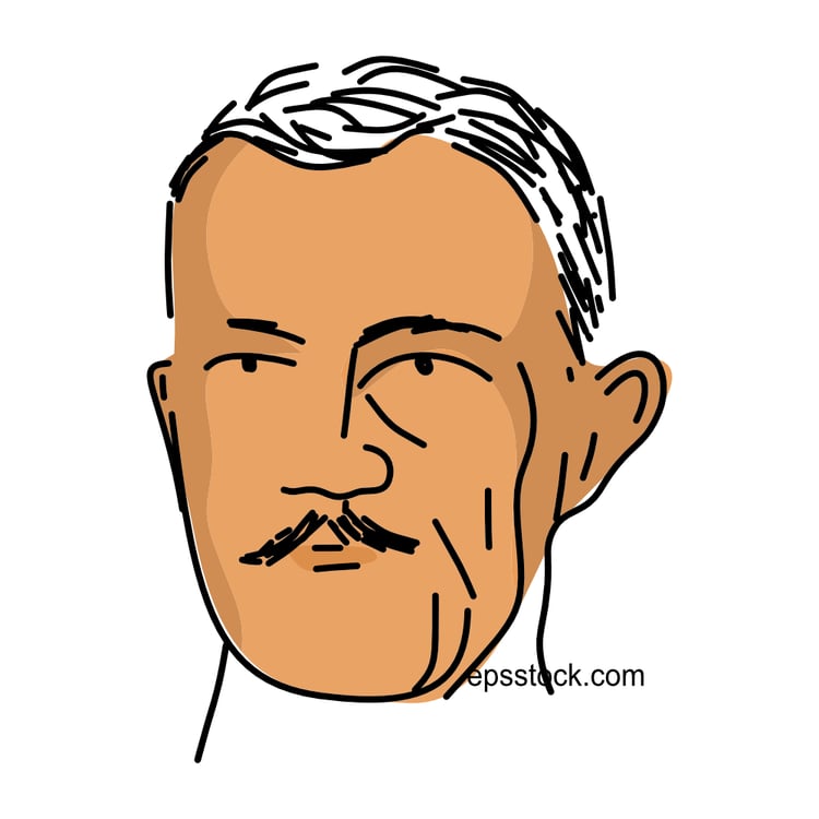 Reinhard Scheer Portrait , color vector illustration