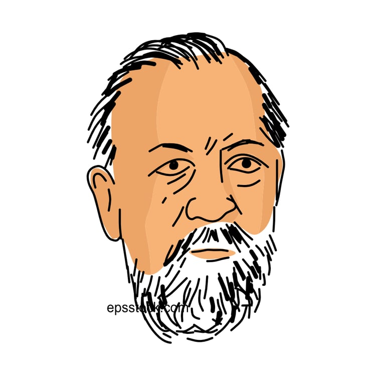 Nicolaus Otto Portrait, color vector illustration