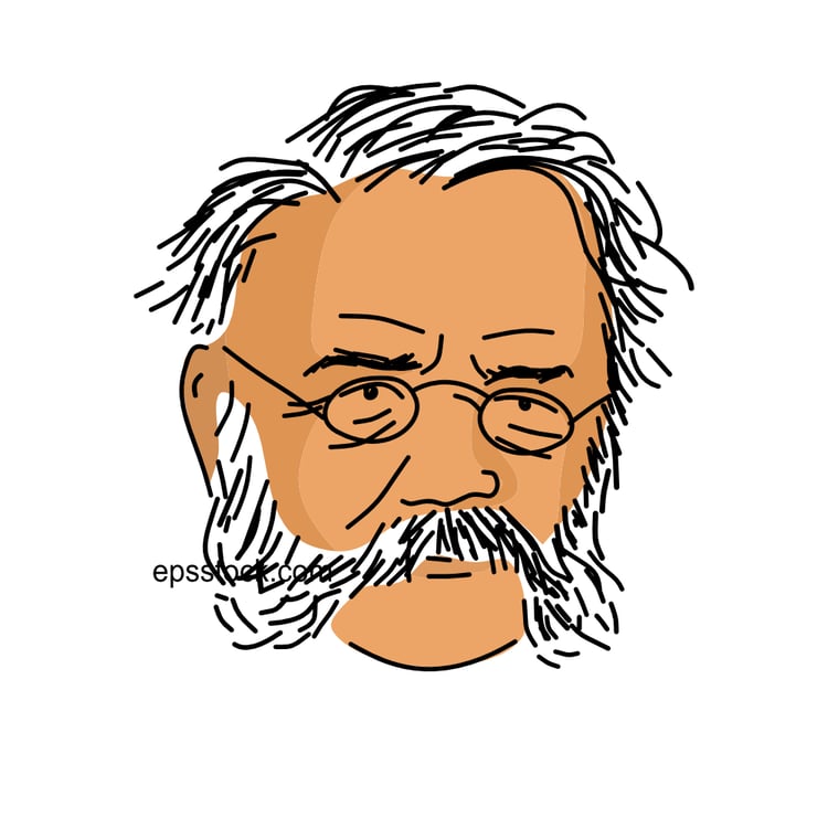 Werner von Siemens Portrait, color vector illustration