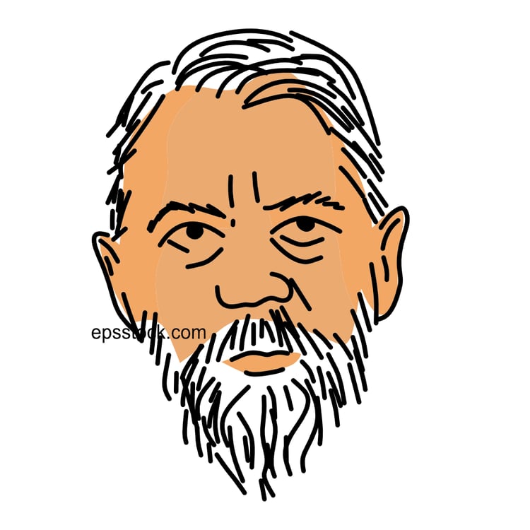 Max Weber Portrait, color vector illustration