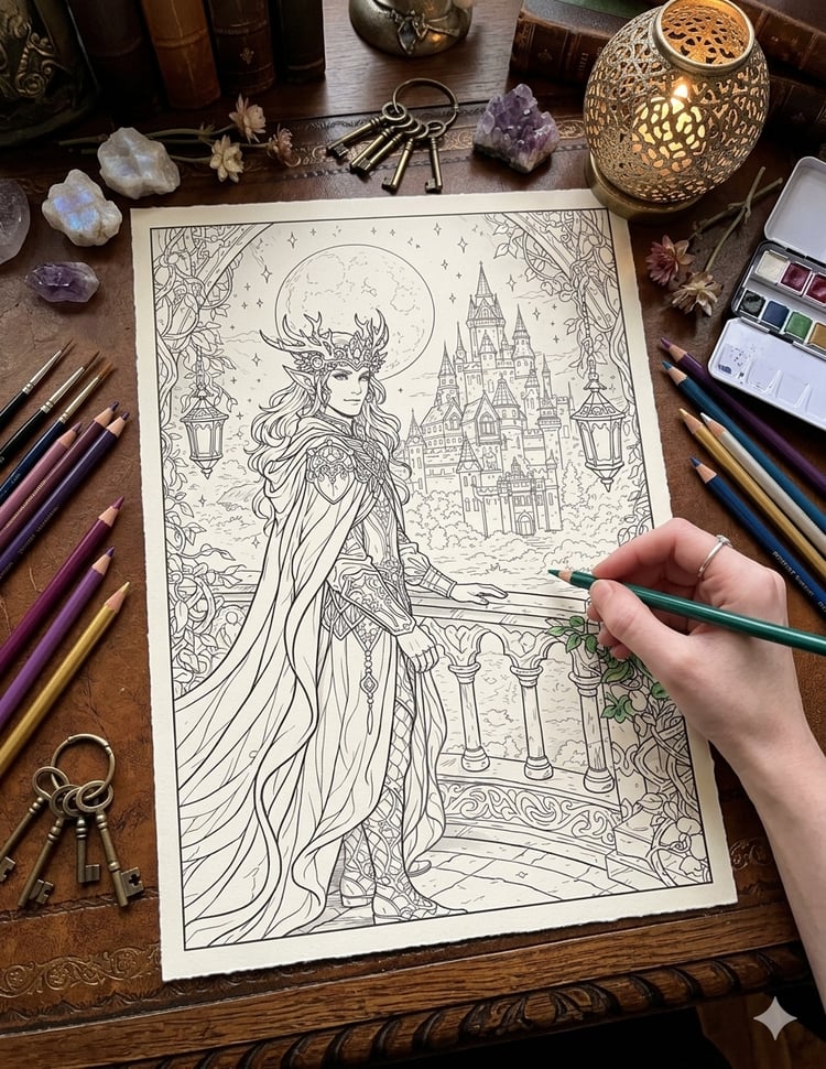 fae prince faerie court coloring sheet booktok inspired coloring page