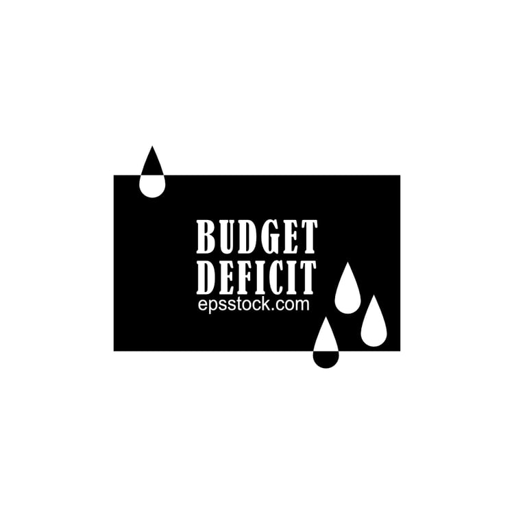 budget deficit symbol, black isolated vector silhouette