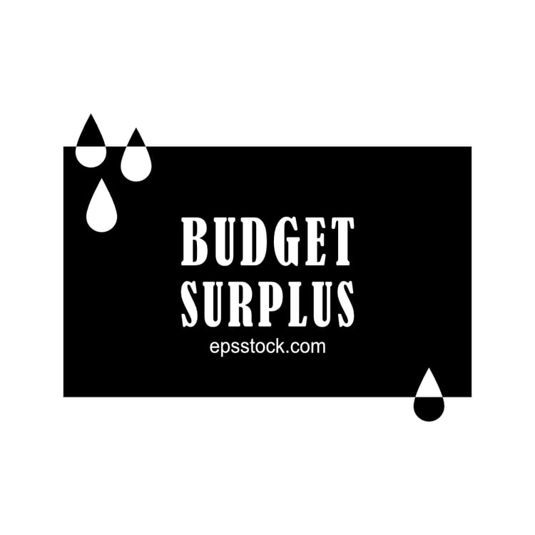 Budget surplus symbol, black isolated vector silhouette
