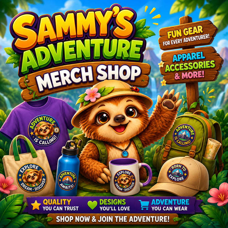 Sammy's Adventure Merch Shop by Sloth Dreams Books & Publishing Company