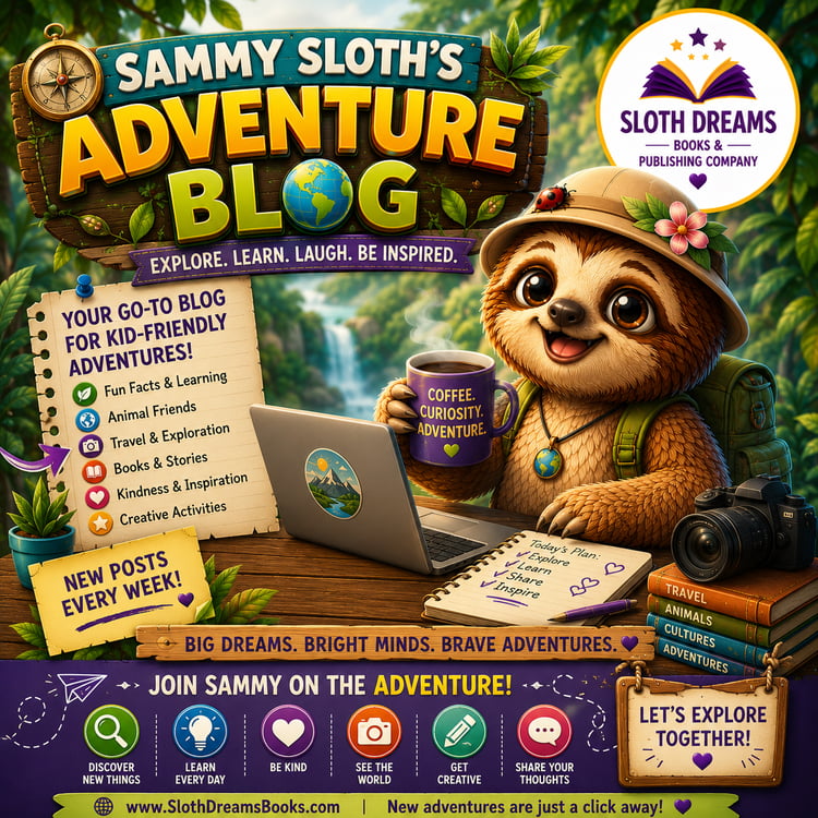 Sammy Sloth's Adventure Blog for Kids, Parents, Teachers and Librarians by Sloth Dreams Books & Publishing Company