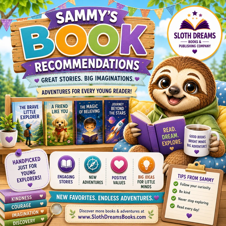 Sammy's Book Recommendations for Kids, Parents, Teachers, Homeschool, Librarians by Sloth Dreams Books & Publishing Company