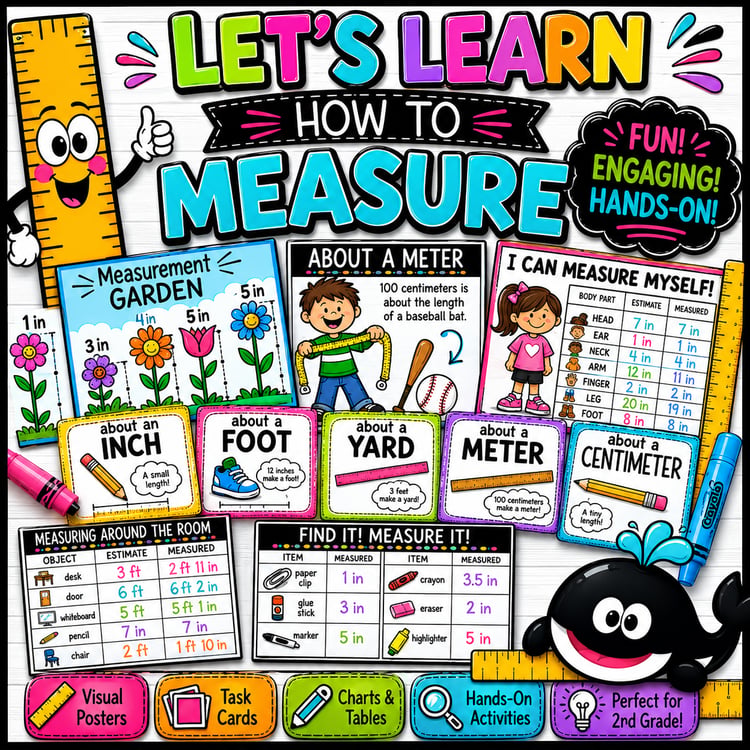 Measurement Activities | How to Measure Length with Inches & Centimeters Math Craft