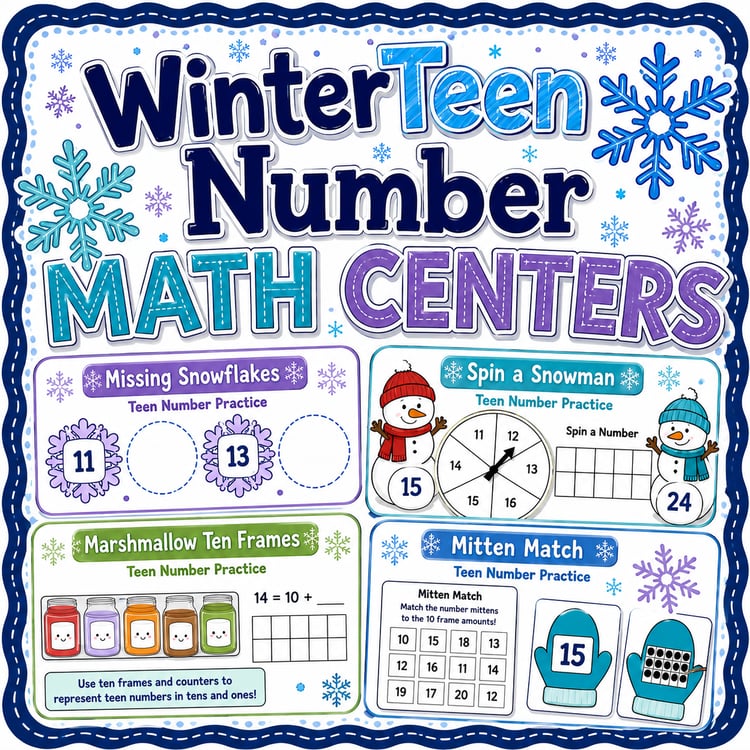 Teen Number Math Centers | Math Activities for Numbers 11–20