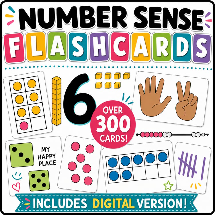 Subitizing Cards | Number Sense Math Flash Cards with Dot Cards, Ten Frames & Teen Numbers