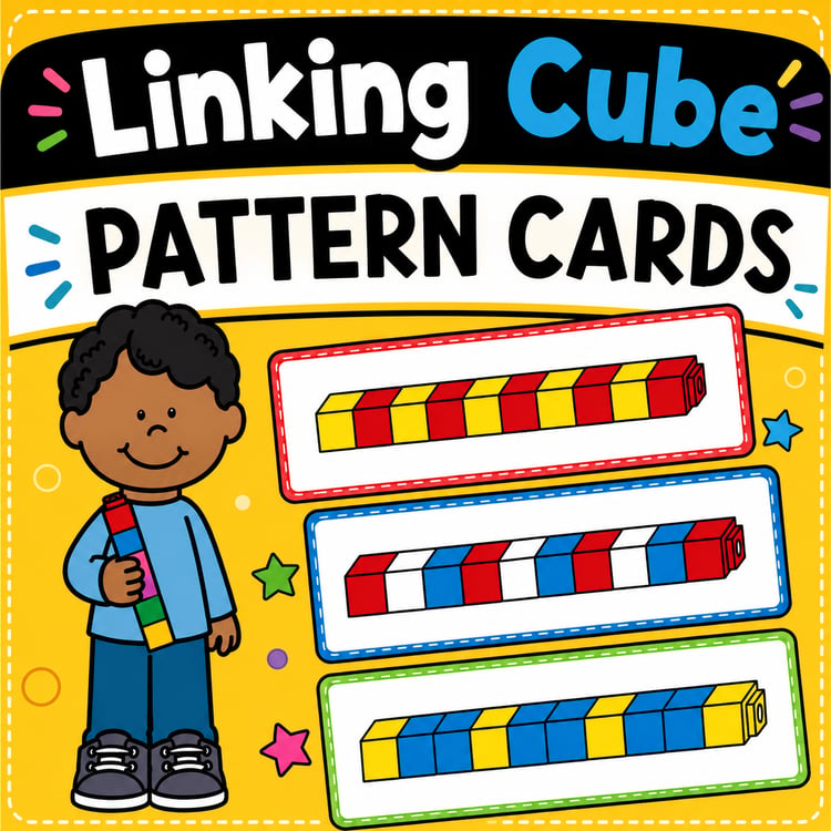 Linking Cube Pattern Cards {AB, ABC, ABB, AAB} | Fine Motor Math Center Activity